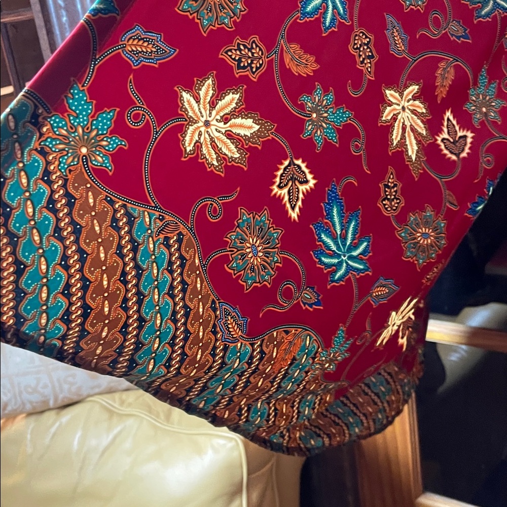 Handmade 100% Pure SILK Floral Red Kimono Robe, OS - Picture 3 of 6